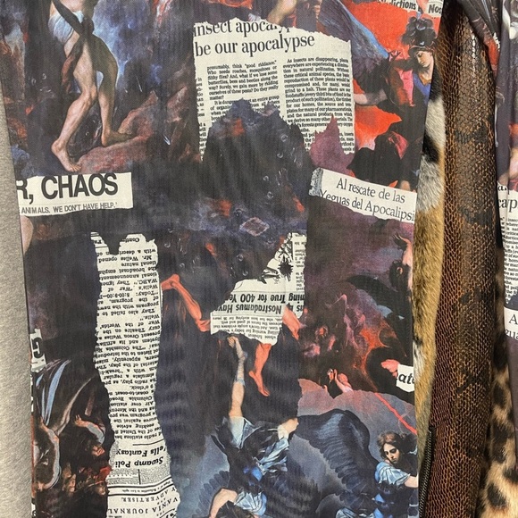 Dolls Kill Tales of Chaos Sheer Maxi Dress | Graphic Slit Apocalyptic Mesh | S-M - Picture 3 of 3